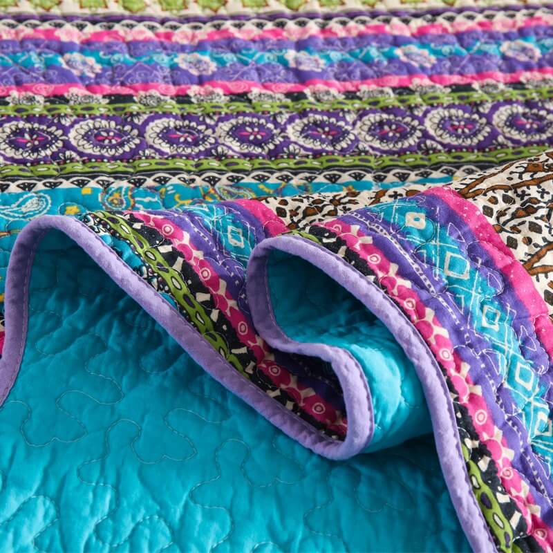 100% Cotton New Multicolor Floral Bedspread Set – Soft & Breathable Coverlet Set (3Pcs)