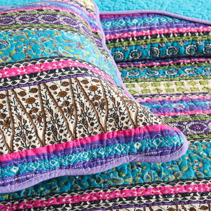 100% Cotton New Multicolor Floral Bedspread Set – Soft & Breathable Coverlet Set (3Pcs)