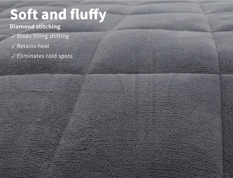 Velvet Coverlet Set-Mink Blanket Warm Quilted Bedspread Sets (1Pcs) - Grey