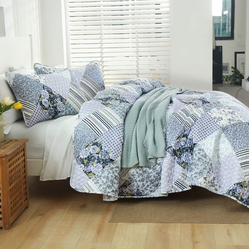 2025 Patchwork Design Bedspread Coverlet Sets (3Pcs)