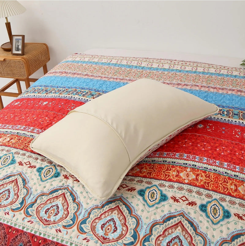 Indian Bohemian Coverlet Set-Quilted Bedspread Sets (3Pcs)