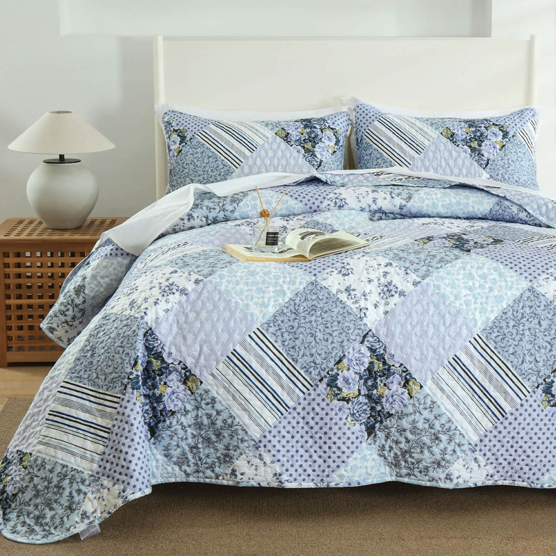 2025 Patchwork Design Bedspread Coverlet Sets (3Pcs)