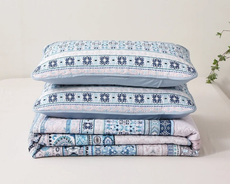 Blue INDIAN Mandala Coverlet Set-Quilted Bedspread Sets (3Pcs)