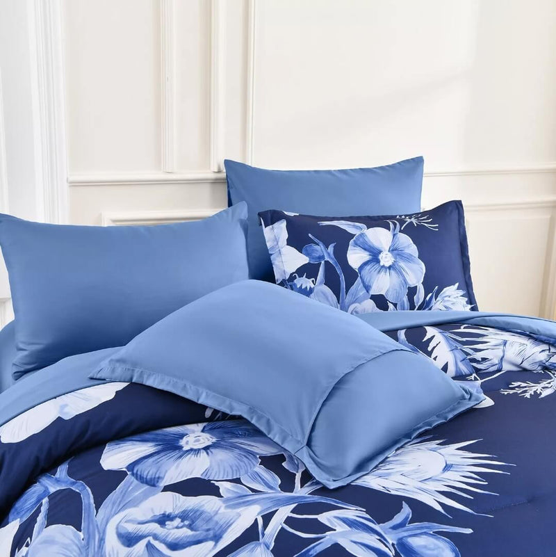 Dark Blue Floral New Duvet Cover - Ultra Soft Donna/Duvet Cover Set 2xPillowcases