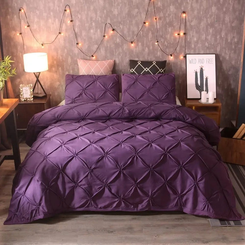 Diamond Pintuck Duvet Cover - Ultra Soft Donna/Duvet Cover Set 2xPillowcases