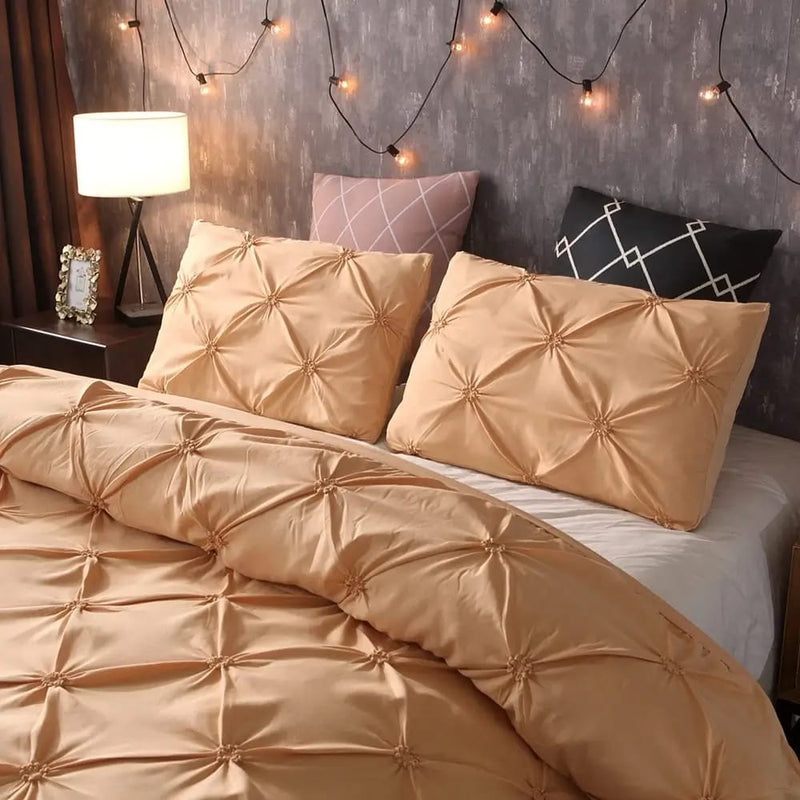 Diamond Pintuck Quilt Cover - Ultra Soft Doona/Duvet Cover Set 2xPillowcases