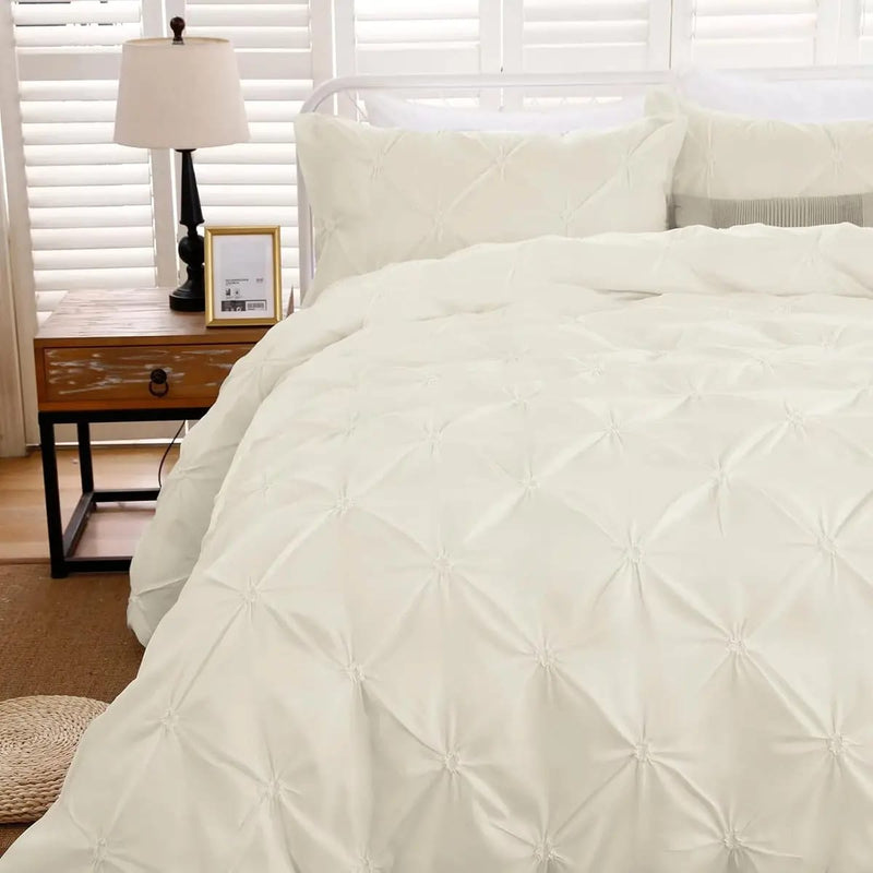 Diamond Pintuck Quilt Cover - Ultra Soft Donna/Duvet Cover Set 2xPillowcases