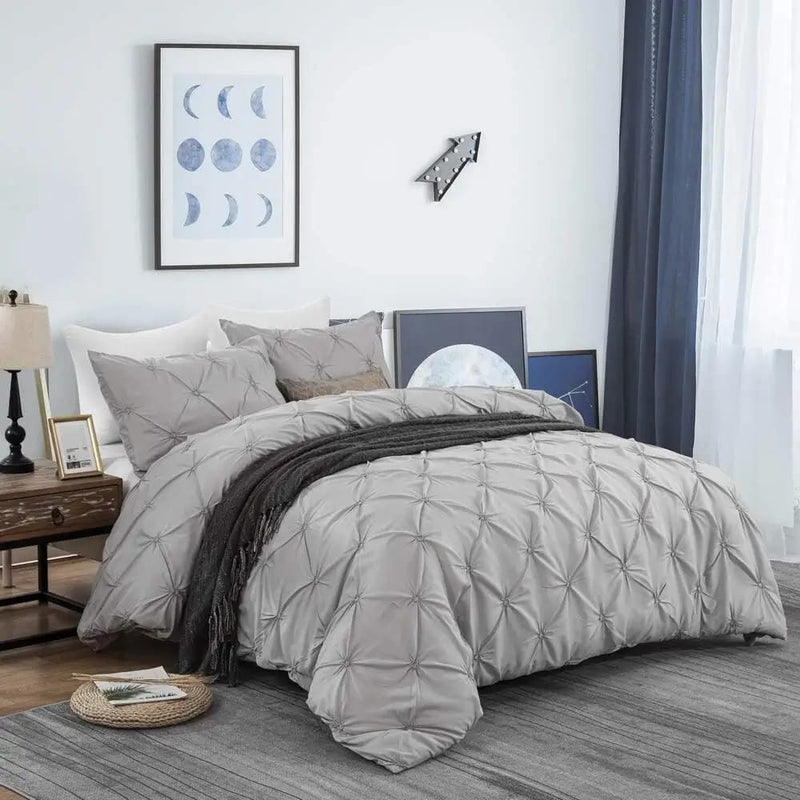 Diamond Pintuck Quilt Cover - Ultra Soft Donna/Duvet Cover Set 2xPillowcases