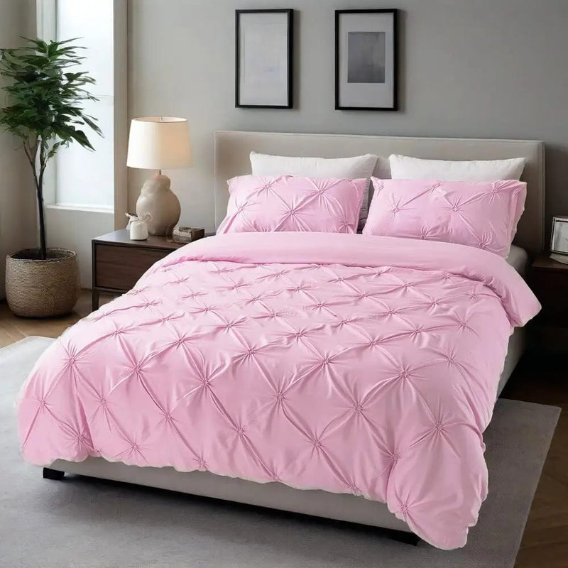 Diamond Pintuck Quilt Cover - Ultra Soft Donna/Duvet Cover Set 2xPillowcases