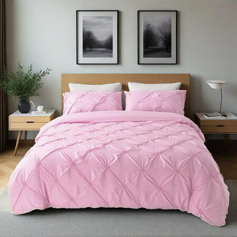 Diamond Pintuck Quilt Cover - Ultra Soft Donna/Duvet Cover Set 2xPillowcases