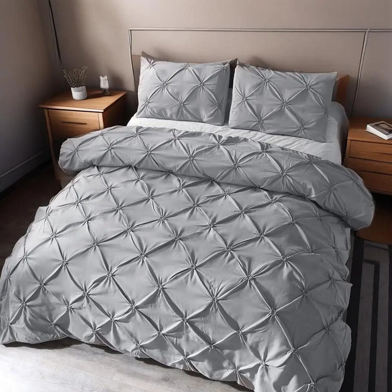 Diamond Pintuck Quilt Cover - Ultra Soft Donna/Duvet Cover Set 2xPillowcases