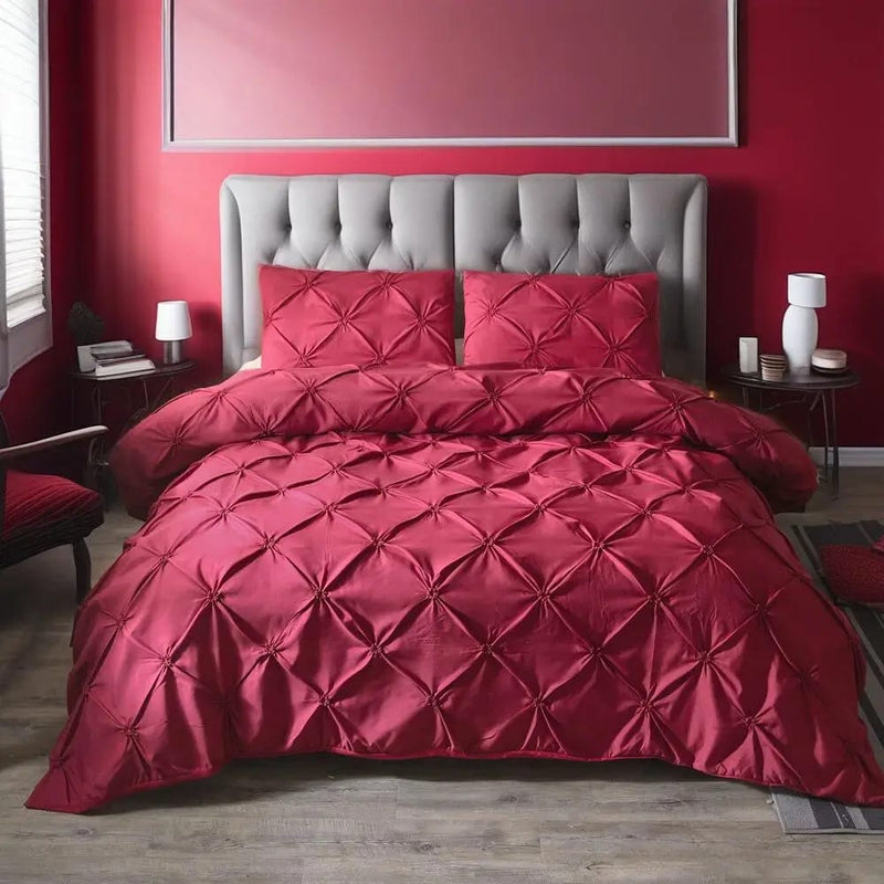 Diamond Pintuck Quilt Cover - Ultra Soft Donna/Duvet Cover Set 2xPillowcases