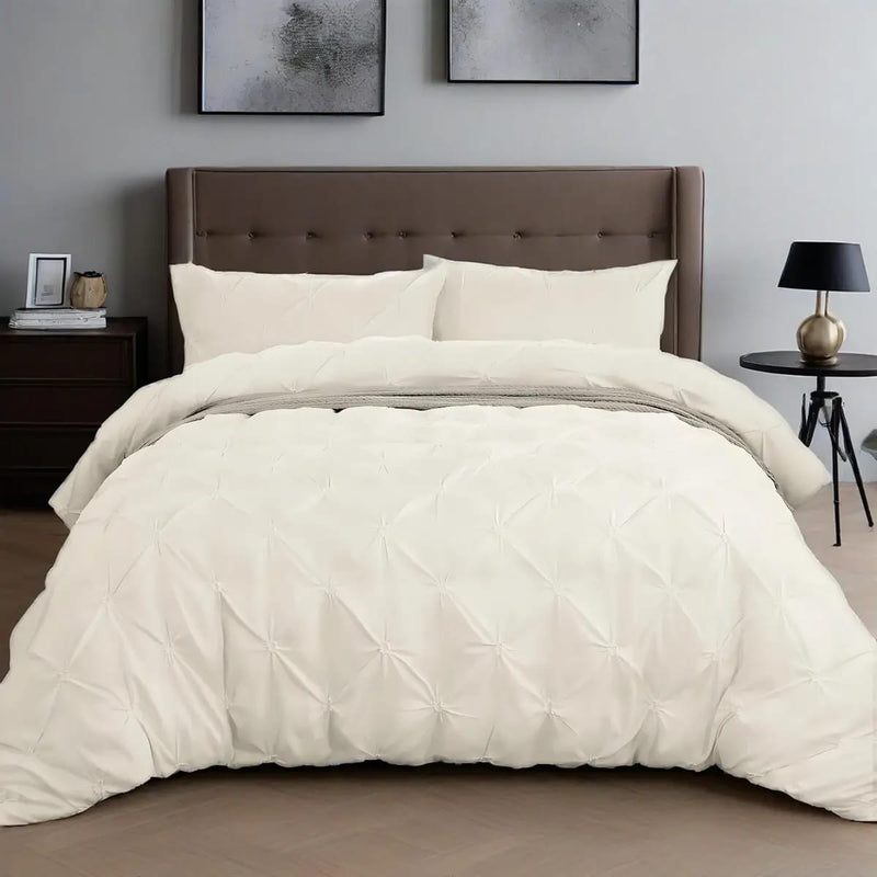 Diamond Pintuck Quilt Cover - Ultra Soft Donna/Duvet Cover Set 2xPillowcases