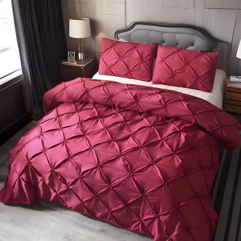 Diamond Pintuck Quilt Cover - Ultra Soft Donna/Duvet Cover Set 2xPillowcases