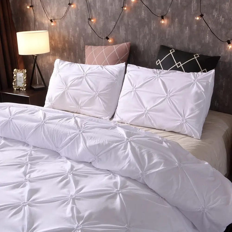 Diamond Pintuck Quilt Cover - Ultra Soft Doona/Duvet Cover Set 2xPillowcases