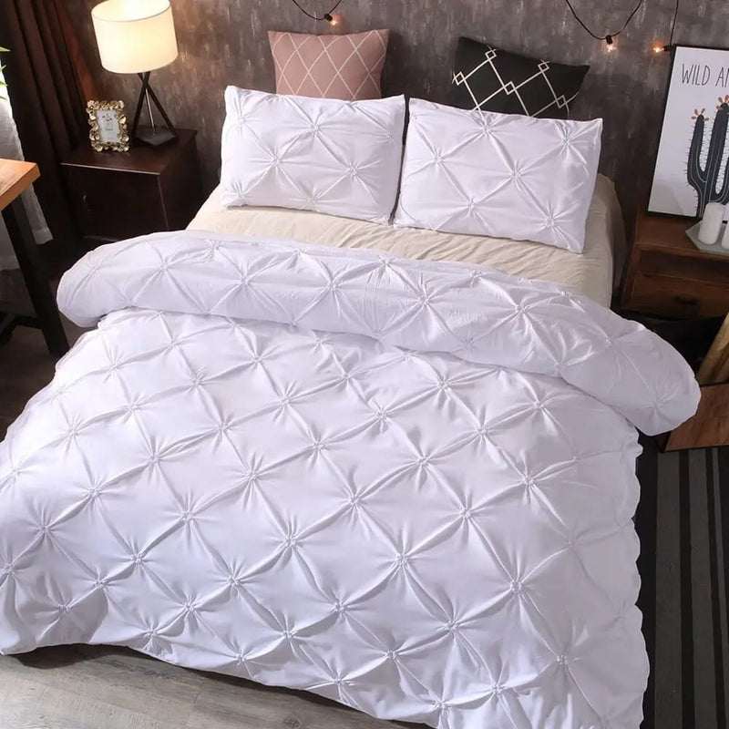 Diamond Pintuck Quilt Cover - Ultra Soft Doona/Duvet Cover Set 2xPillowcases