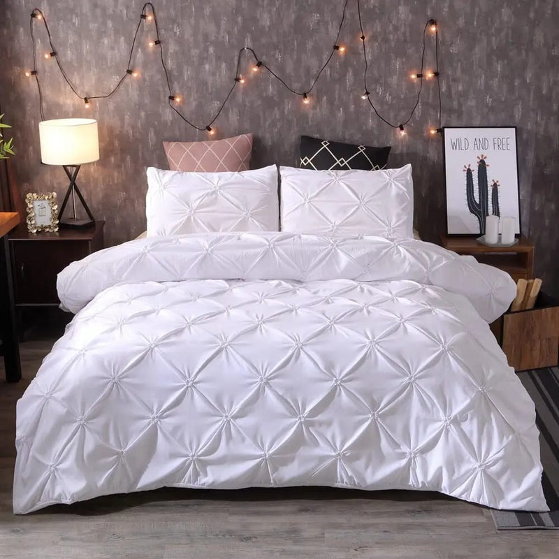 Diamond Pintuck Quilt Cover - Ultra Soft Doona/Duvet Cover Set 2xPillowcases