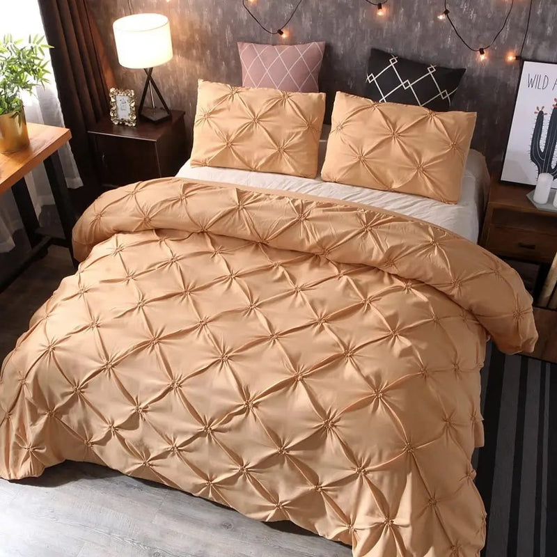 Diamond Pintuck Quilt Cover - Ultra Soft Doona/Duvet Cover Set 2xPillowcases