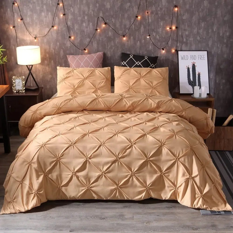 Diamond Pintuck Quilt Cover - Ultra Soft Doona/Duvet Cover Set 2xPillowcases