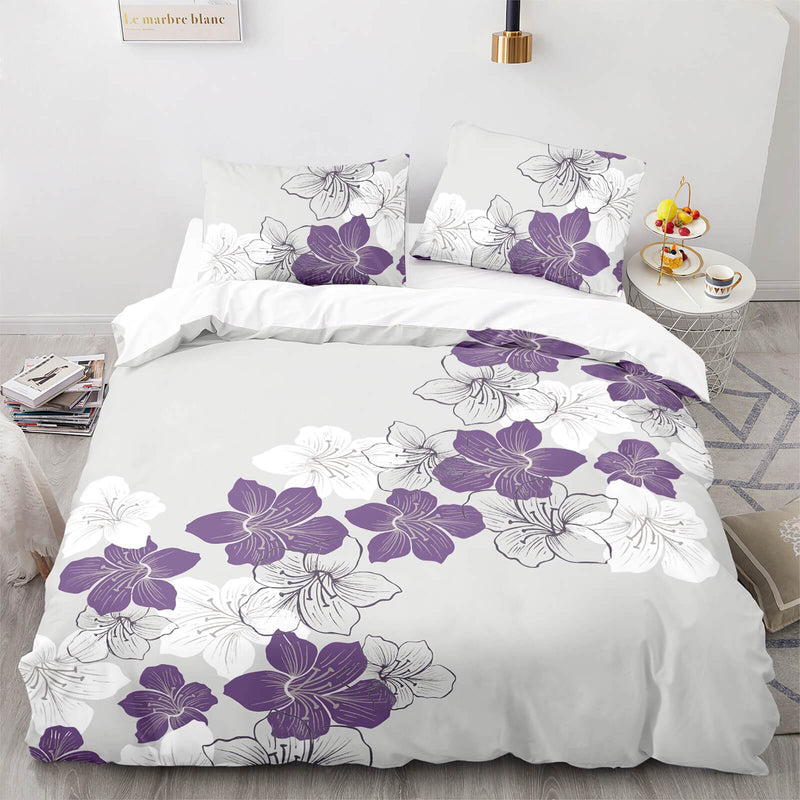 Lavender Floral Quilt Cover - Ultra Soft Donna/Duvet Cover Set 2xPillowcases