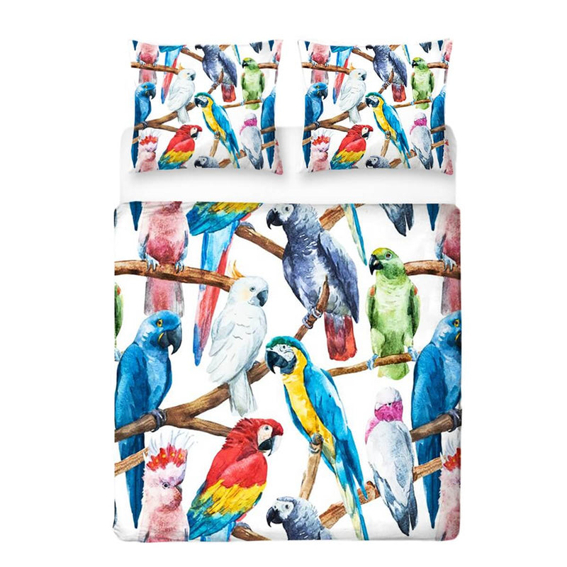 Parrot Print Quilt Cover - Ultra Soft Doona/Duvet Cover Set 2xPillowcases
