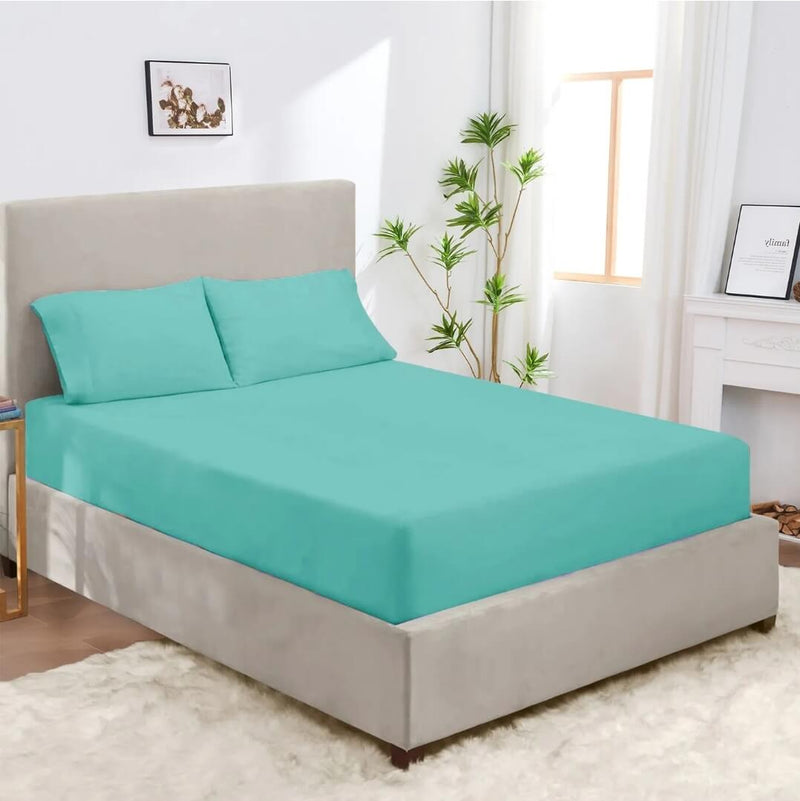 500TC Microfiber Soft Fitted Bed Sheet Set (3Pcs)-Teal