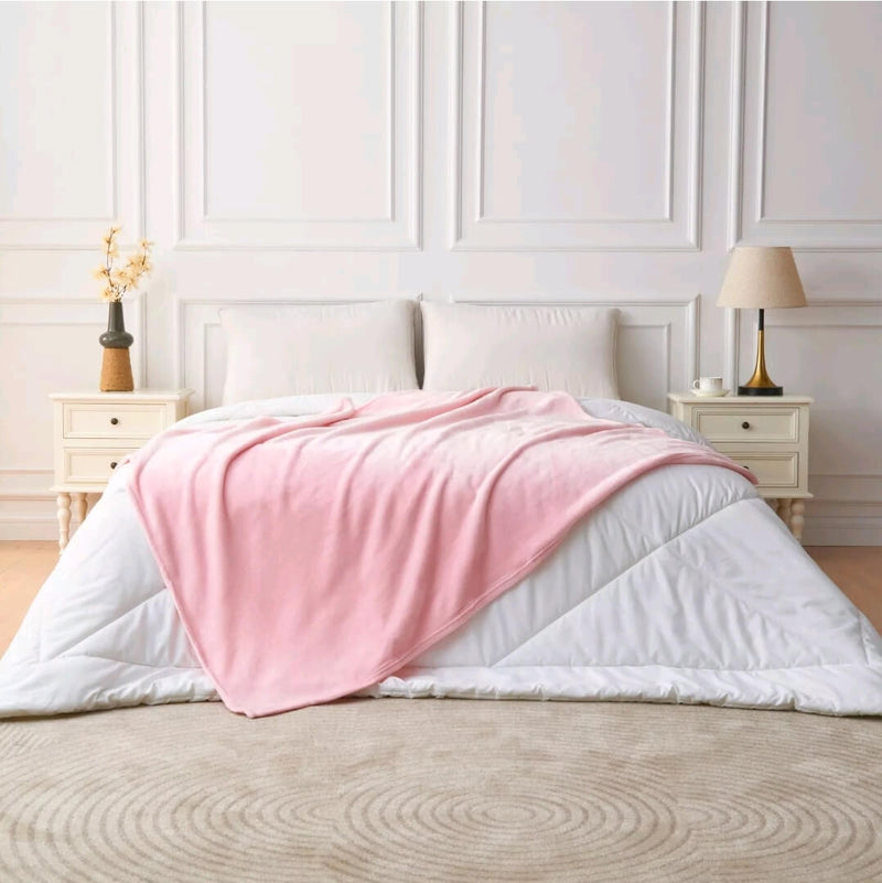Flannel Fleece Blanket - Cuddly Plush Sofa Throw (Pink)