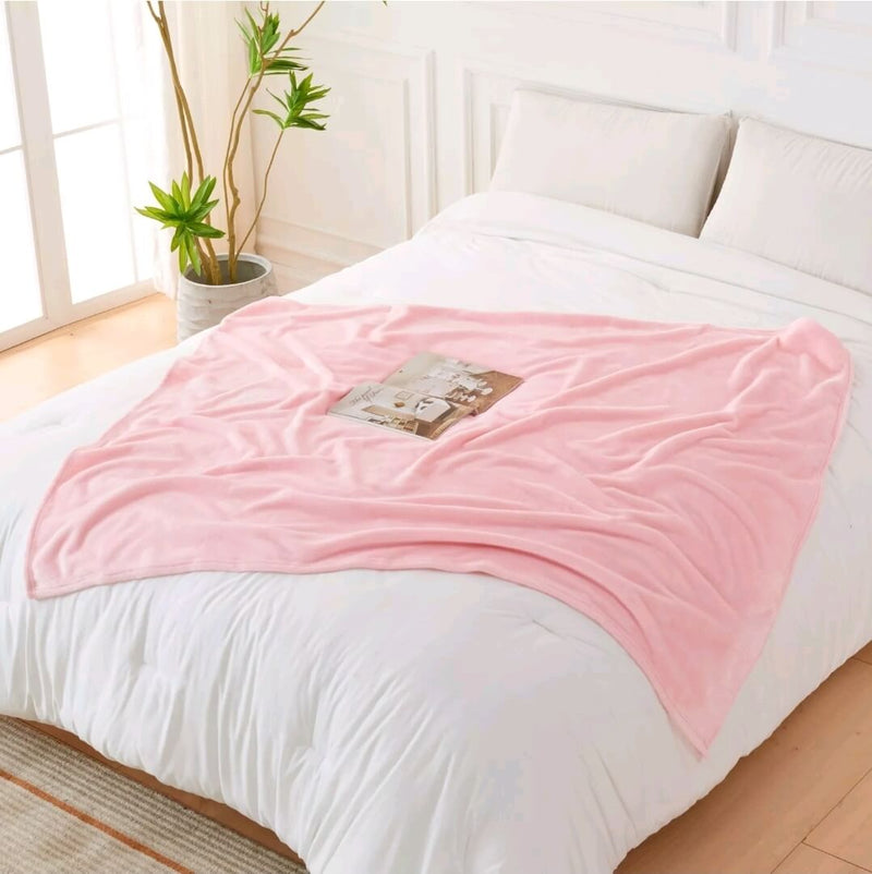 Flannel Fleece Blanket - Cuddly Plush Sofa Throw (Pink)