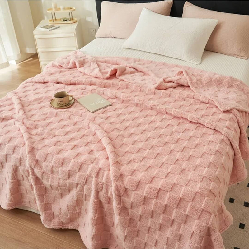 Soft Warm Fleece Blanket - Cuddly Plush Sofa Throw (Baby Pink)