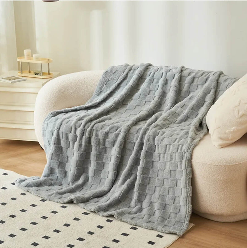 Soft Warm Fleece Blanket - Cuddly Plush Sofa Throw (Grey1)