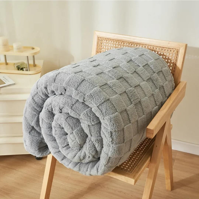 Soft Warm Fleece Blanket - Cuddly Plush Sofa Throw (Grey1)