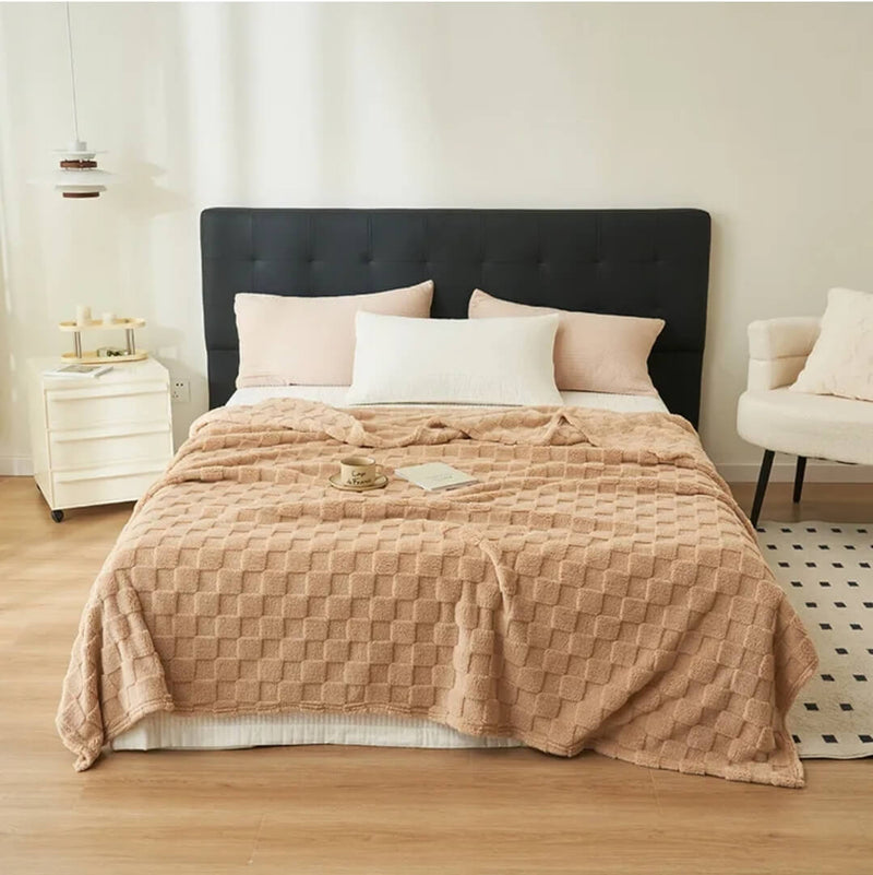 Soft Warm Fleece Blanket - Cuddly Plush Sofa Throw (Beige1)