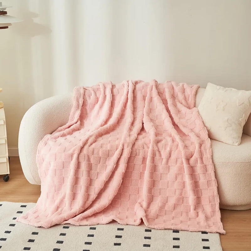 Soft Warm Fleece Blanket - Cuddly Plush Sofa Throw (Baby Pink)