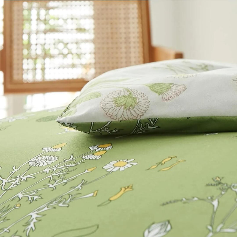 Green Botanical Comforter Set-Quilt Set (3Pcs)