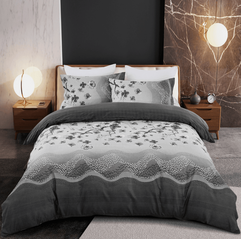Dark Floral Quilt Cover - Ultra Soft Donna/Duvet Cover Set 2xPillowcases