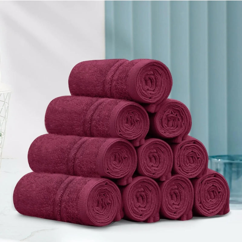 Hand & Face Towel - 100% Cotton 450GSM Towel 30x30CM - Burgundy