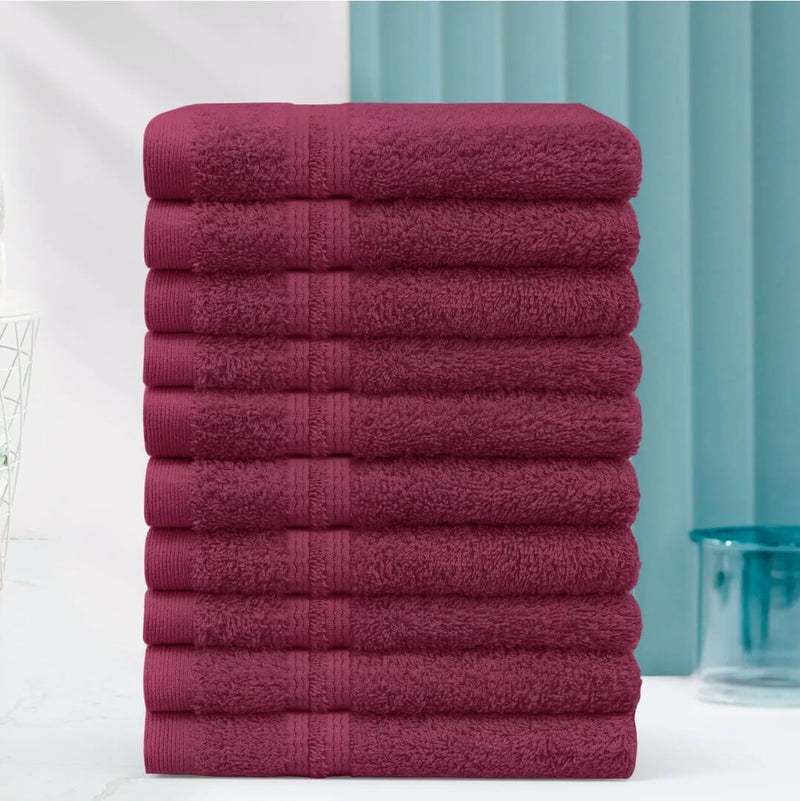 Hand & Face Towel - 100% Cotton 450GSM Towel 30x30CM - Burgundy