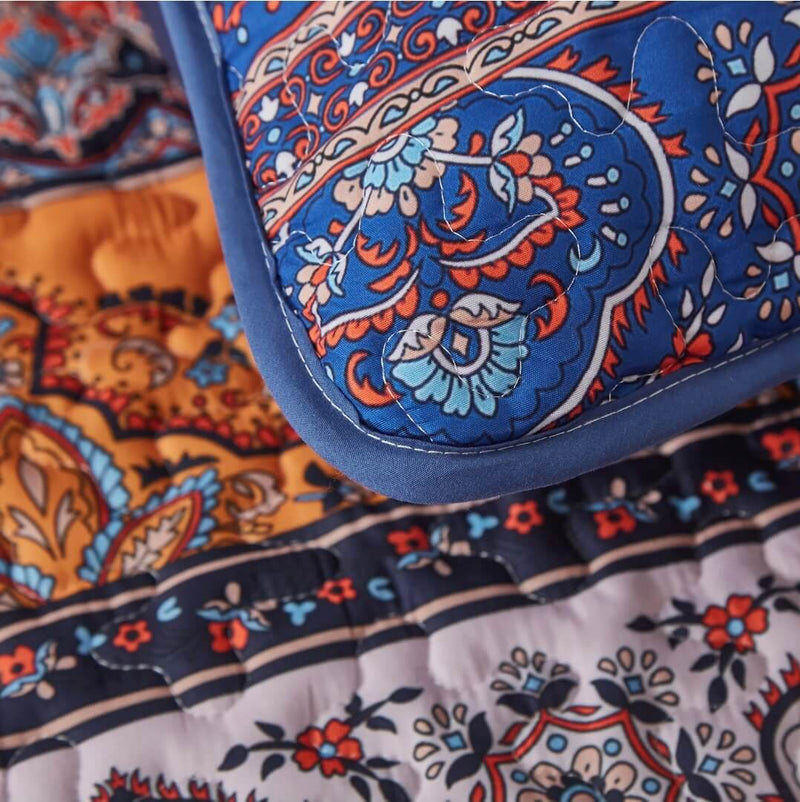 Indian Mandala Coverlet Set-Quilted Bedspread Sets (3Pcs)