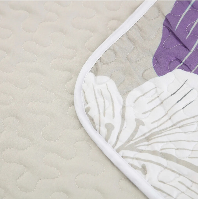 Purple Floral Coverlet Set-Quilted Bedspread Sets (3Pcs)