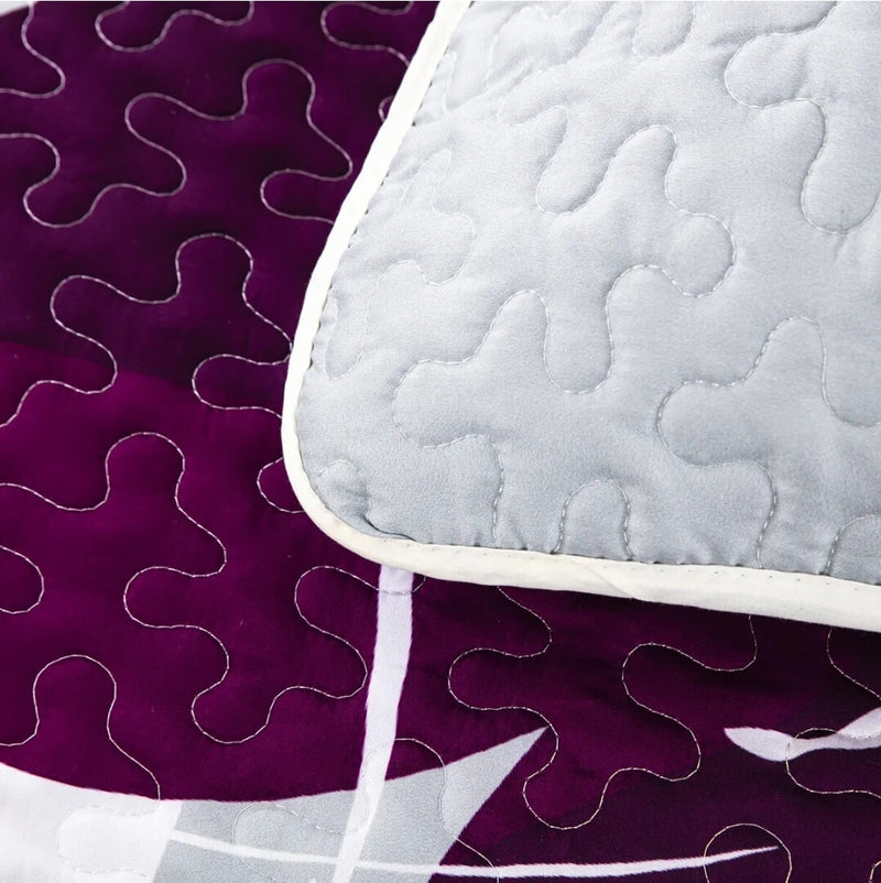 New Purple Floral Coverlet Set-Quilted Bedspread Sets (3Pcs)