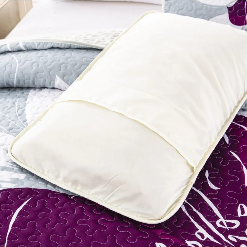 New Purple Floral Coverlet Set-Quilted Bedspread Sets (3Pcs)