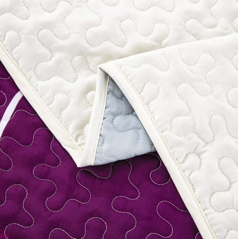 New Purple Floral Coverlet Set-Quilted Bedspread Sets (3Pcs)