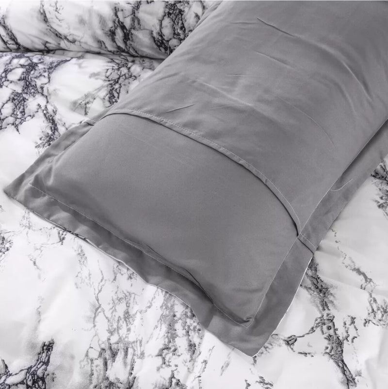 Marble Style Grey Quilt Cover - Ultra Soft Doona/Duvet Cover Set 2xPillowcases