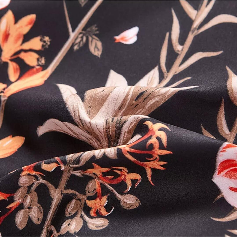 Multicolor Black Floral Comforter Set-Quilt Set (3Pcs)