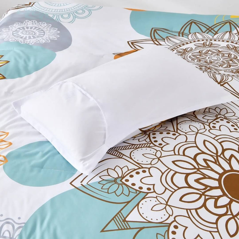 Multicolor Botanical Comforter Set-Quilt Set (3Pcs)