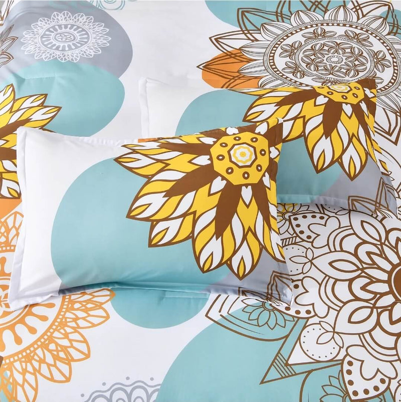 Multicolor Botanical Comforter Set-Quilt Set (3Pcs)