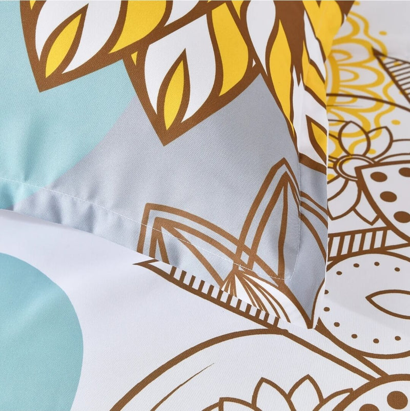 Multicolor Botanical Comforter Set-Quilt Set (3Pcs)