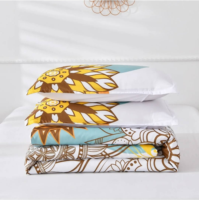 Multicolor Botanical Comforter Set-Quilt Set (3Pcs)