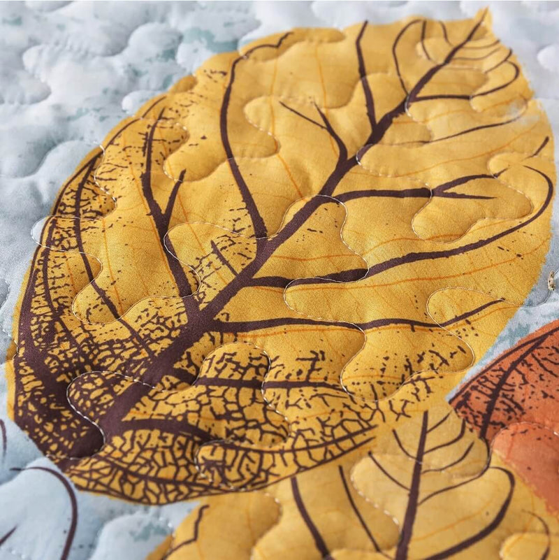 Sky Blue Floral Coverlet Set-Quilted Bedspread Sets (3Pcs)