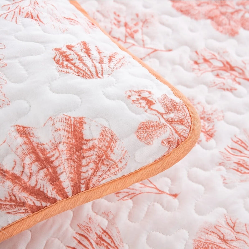 Orange Floral Bedspread Coverlet Sets (3Pcs)